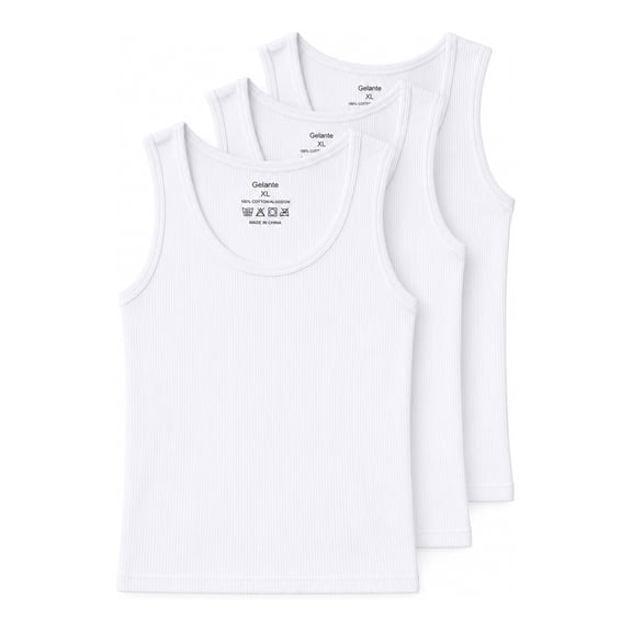 Gelante Men's 100% Cotton Ribbed Tank Top Undershirts, 3-Pack