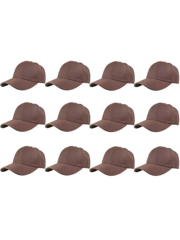 Adult Plain Baseball Hat Cap Adjustable Back Strap 12 Pack
