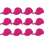 Adult Plain Baseball Hat Cap Adjustable Back Strap 12 Pack