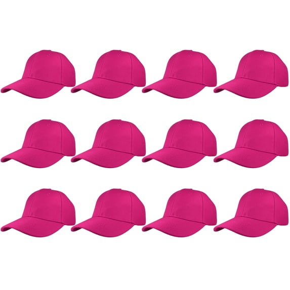 Gelante Adult Plain Baseball Hat Cap Adjustable Back Strap 12 Pack
