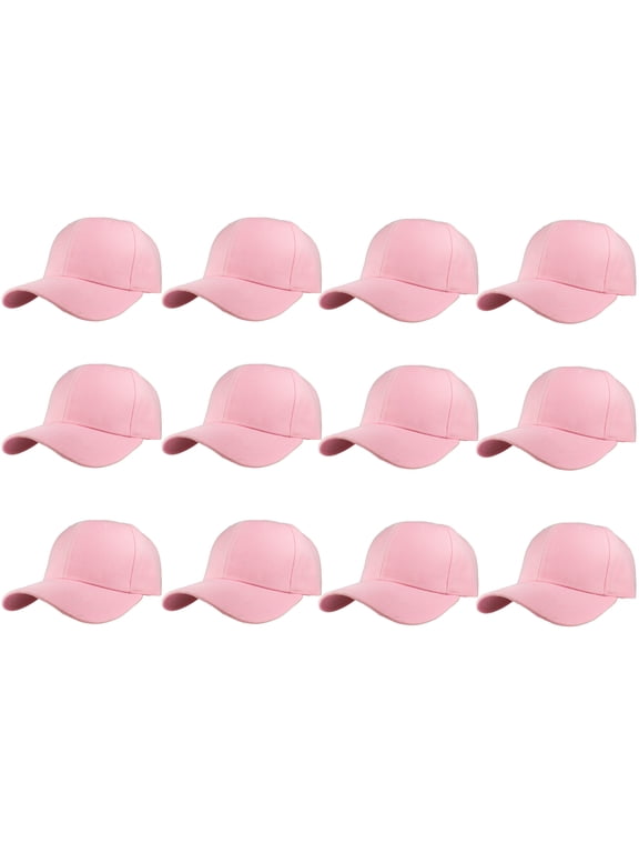 Adult Plain Baseball Hat Cap Adjustable Back Strap 12 Pack