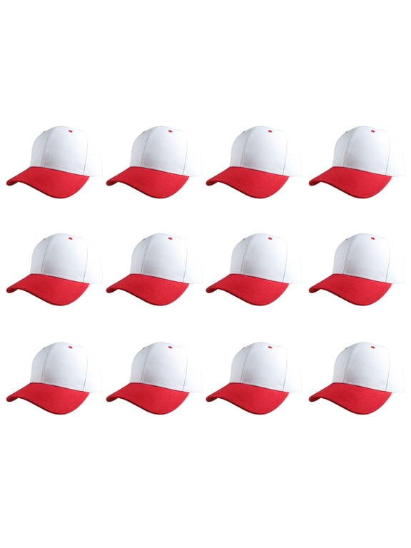 Adult Plain Baseball Hat Cap Adjustable Back Strap 12 Pack