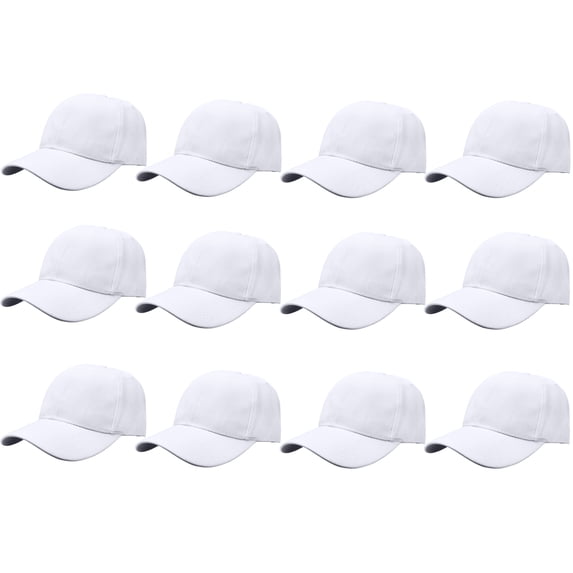 Gelante Adult Plain Baseball Hat Cap Adjustable Back Strap 12 Pack