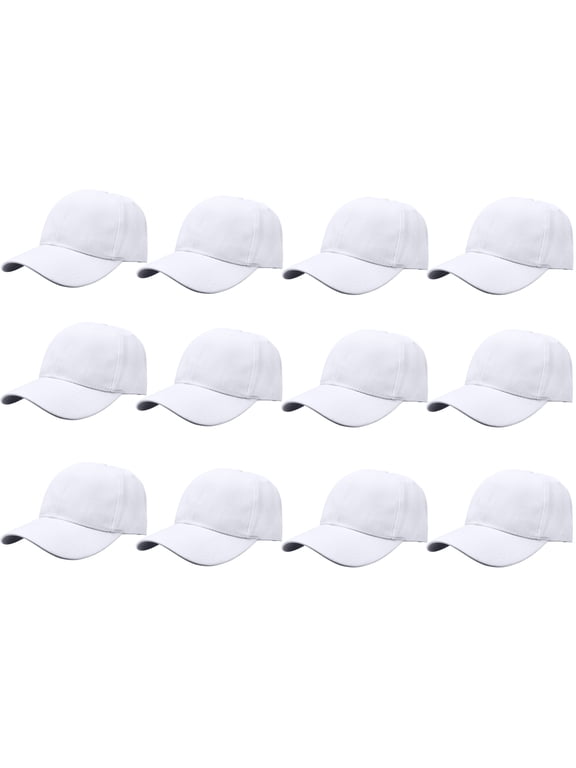 Adult Plain Baseball Hat Cap Adjustable Back Strap 12 Pack