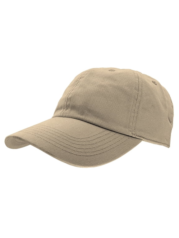 Adult Unisex Baseball Hat Cap 100% Cotton Plain Blank Adjustable Size. Khaki-1804