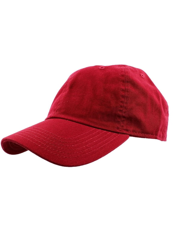 Adult Unisex Baseball Hat Cap 100% Cotton Plain Blank Adjustable Size. Red