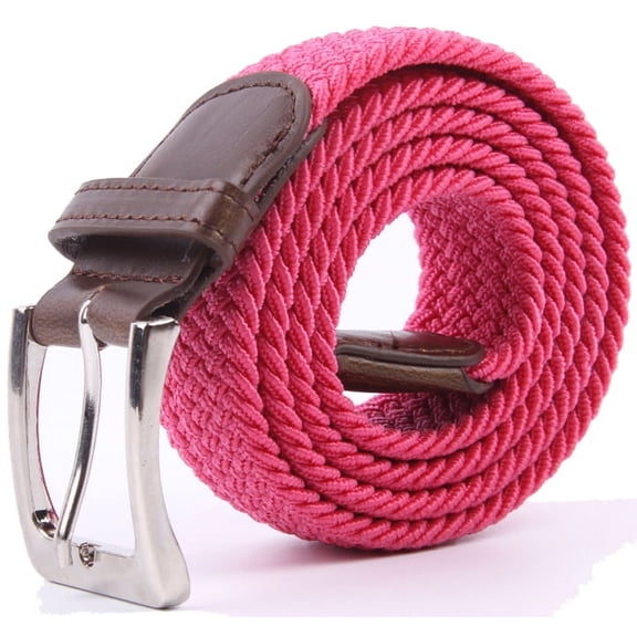 Gelante Adult's Canvas Elastic Fabric Woven Stretch Braided Belts - HotPink, M
