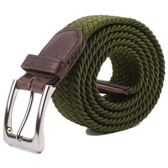 Gelante Adult's Canvas Elastic Fabric Woven Stretch Braided Belts - Olive, L