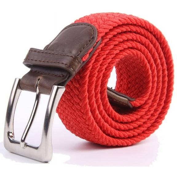 Gelante Adult's Canvas Elastic Fabric Woven Stretch Braided Belts - Red, M