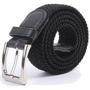 Gelante Adults Canvas Elastic Fabric Woven Stretch Braided Belts Solid Color - Black, M
