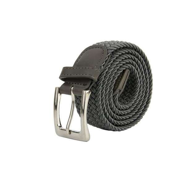 Gelante Adult's Canvas Elastic Fabric Woven Stretch Braided Belts Solid Color - Grey, L