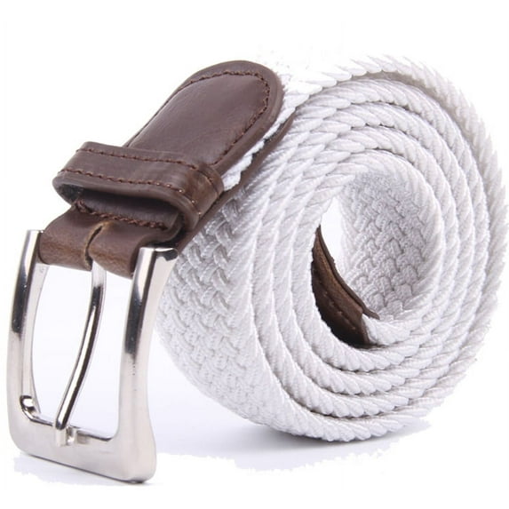 Gelante Adult's Canvas Elastic Fabric Woven Stretch Braided Belts Solid Color- WT, S