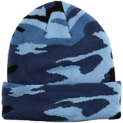 Gelante Winter Beanie Hat for Men and Women, Cuffed Knit Cap - Blue Camo