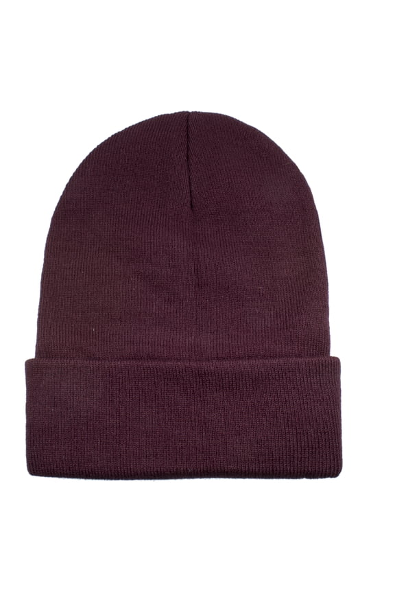 Gelante Beanie Hat Men Women Classic Knit Cuffed Plain Cap - Burgundy