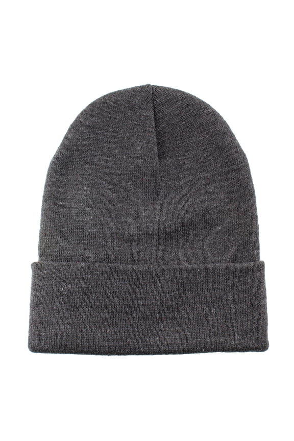 Beanie Hat Men Women Classic Knit Cuffed Plain Cap - Dark Gray