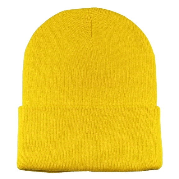 Gelante Beanie Hat Men Women Classic Knit Cuffed Plain Cap - Gold