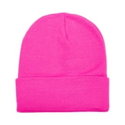 Gelante Winter Beanie Hat for Men and Women, Cuffed Knit Cap - Hot Pink
