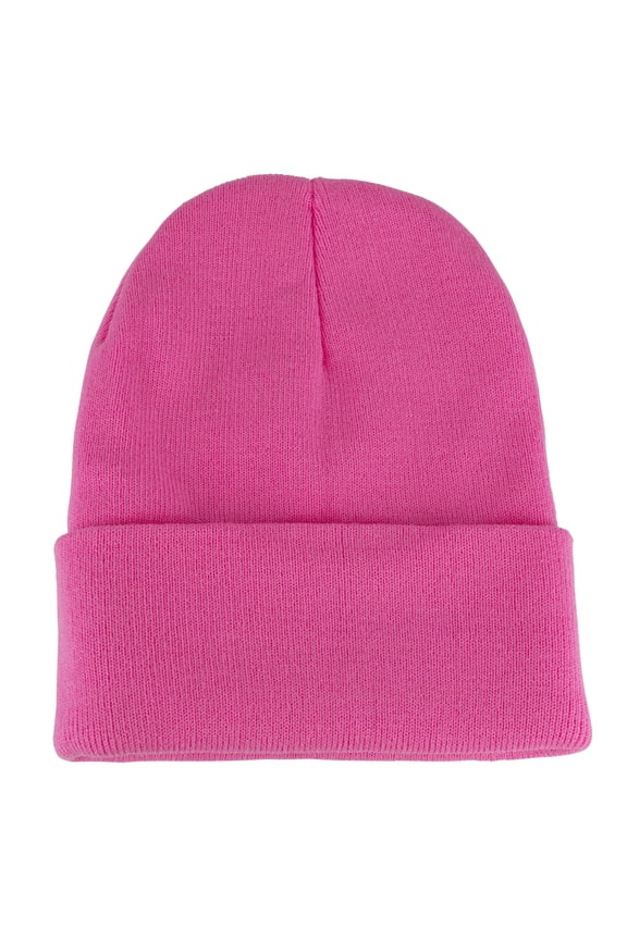 Beanie Hat Men Women Classic Knit Cuffed Plain Cap - Light Pink