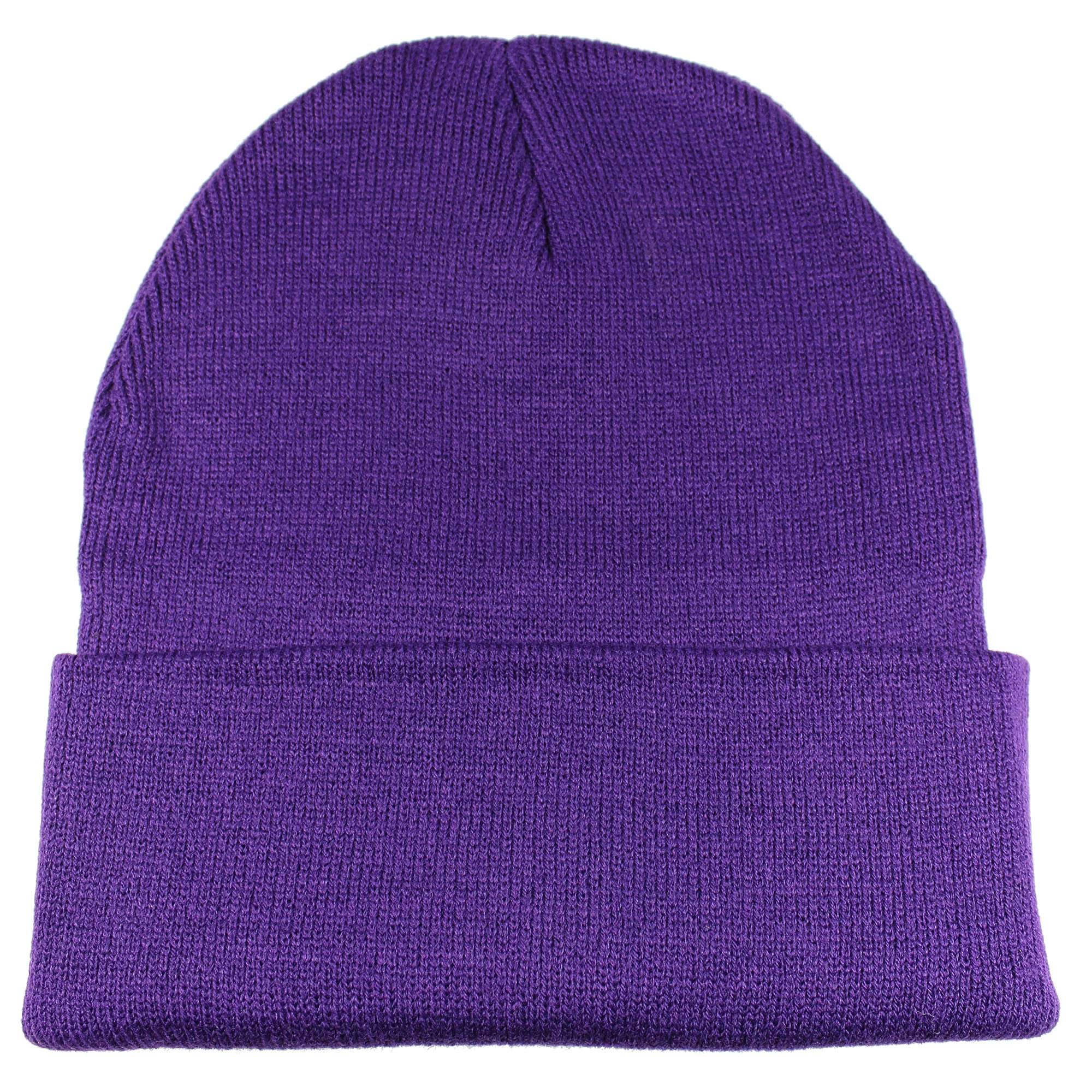 Men Gelante Purple Plain Cuffed - Women Classic Beanie Cap Hat Knit
