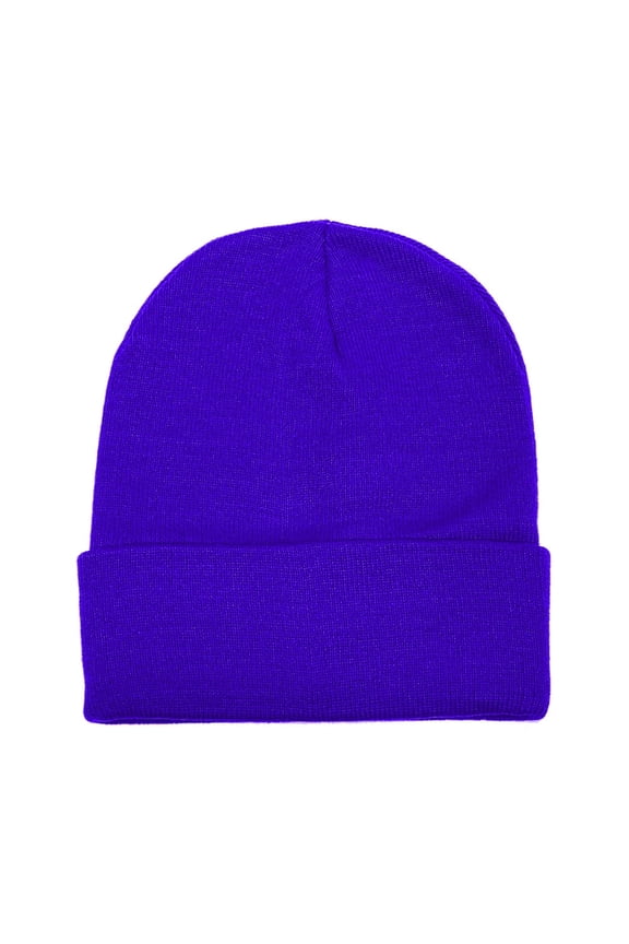 Beanie Hat Men Women Classic Knit Cuffed Plain Cap - Royal Blue