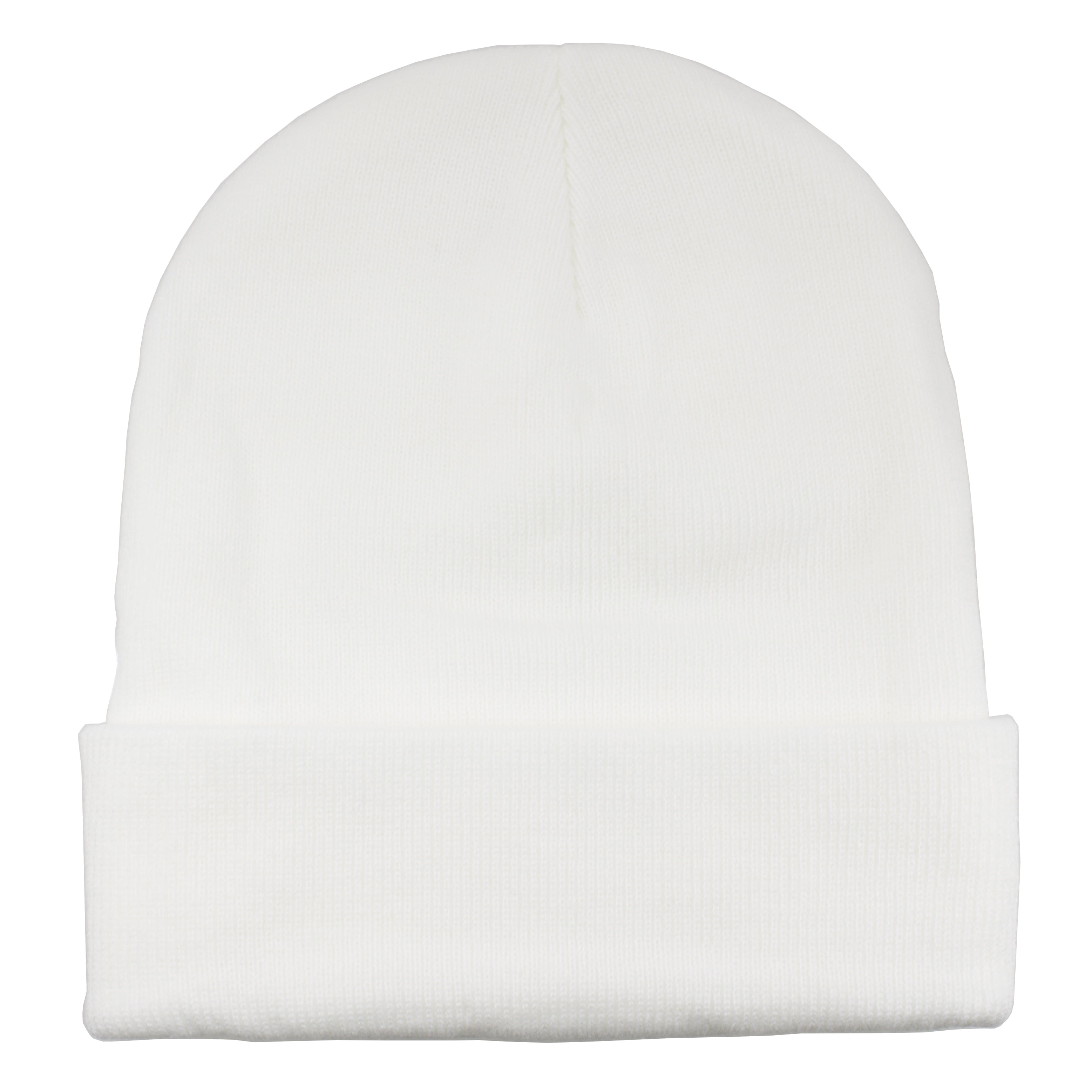 Gelante Beanie Hat Men Women, One Size, White, Classic Knit Cuffed