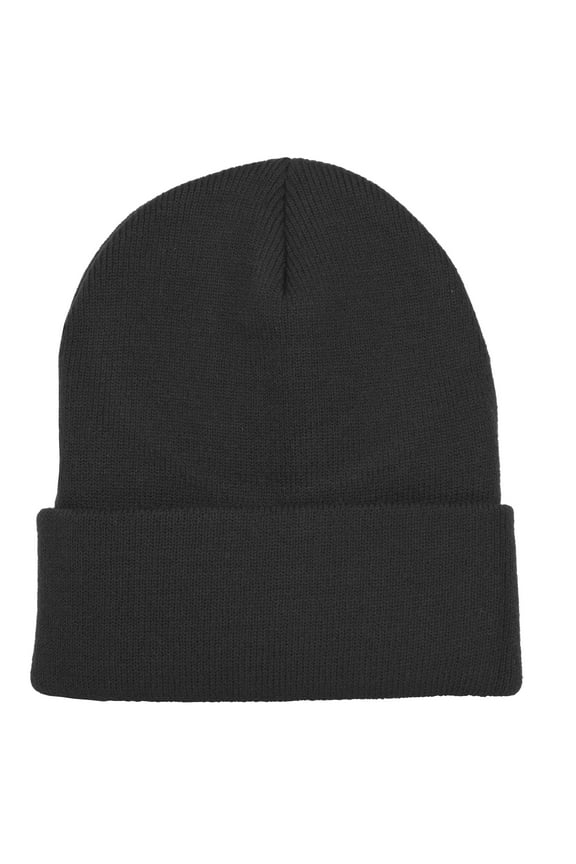 Beanie Hat Men Women Classic Knit Cuffed Plain Skull Cap. Black