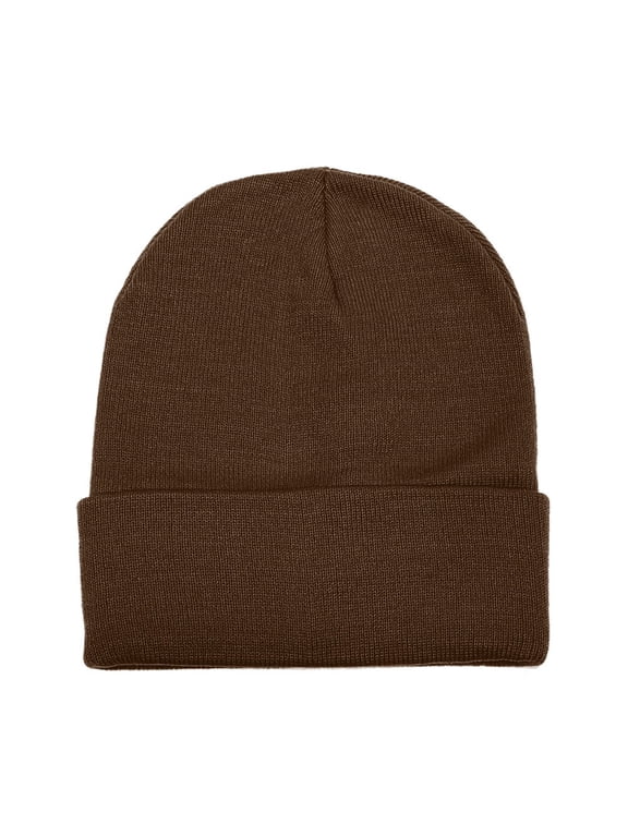 Gelante Beanie Hat Men Women Classic Knit Cuffed Plain Skull Cap. Coffee