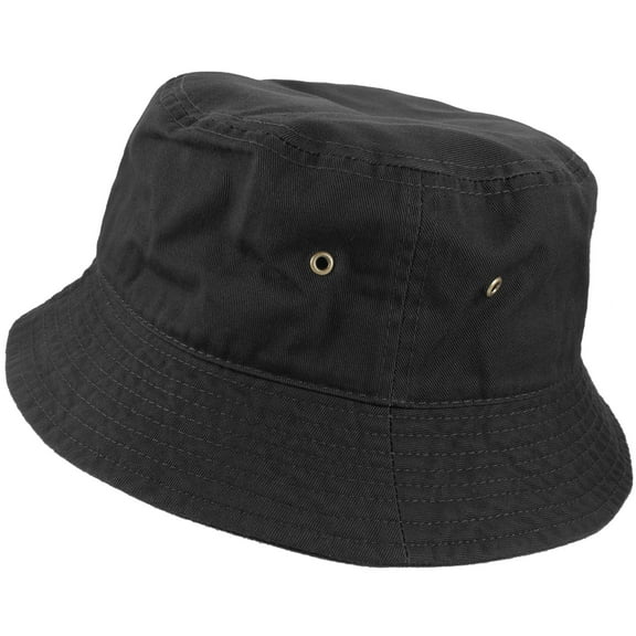 Gelante Bucket Hat 100% Cotton Packable Summer Travel Cap. Black-L/XL