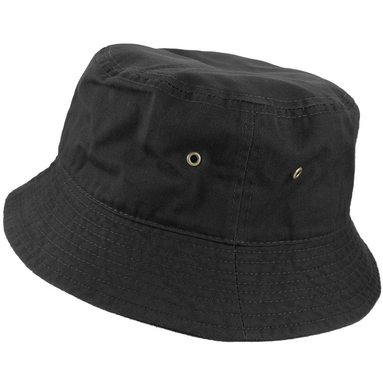 Gelante Bucket Hat 100% Cotton Packable Summer Travel Cap. Black-L/XL 