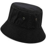 Gelante Bucket Hat 100% Cotton Packable Summer Travel Cap. Black-L/XL
