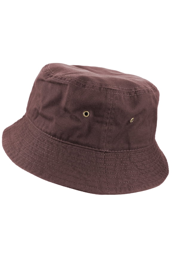 Bucket Hat 100% Cotton Packable Summer Travel Cap. Brown-S/M