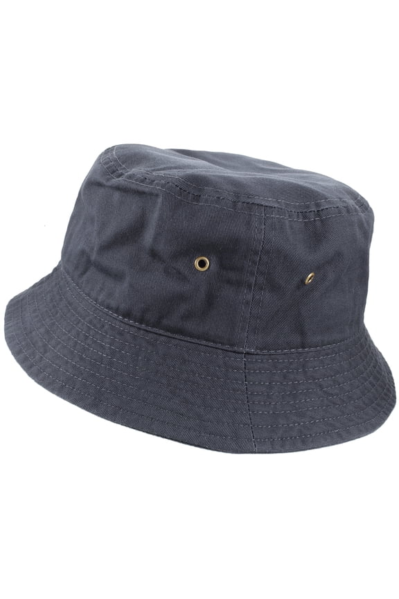 Bucket Hat 100% Cotton Packable Summer Travel Cap. Charcoal-S/M