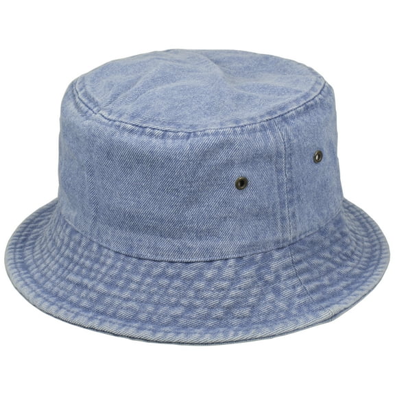 Gelante Bucket Hat 100% Cotton Packable Summer Travel Cap. Denim Blue-L/XL