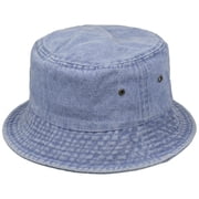 Gelante Bucket Hat 100% Cotton Packable Summer Travel Cap. Denim Blue-S/M