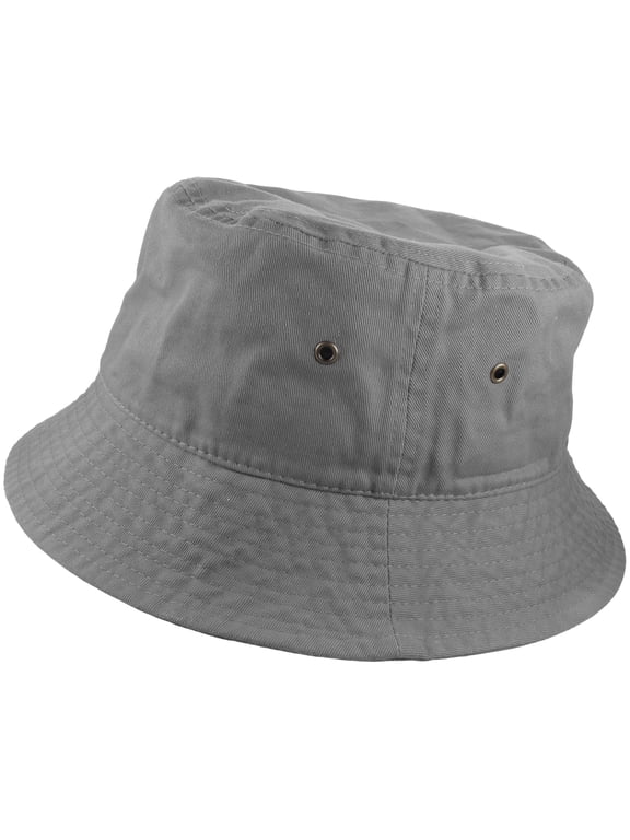 Bucket Hat 100% Cotton Packable Summer Travel Cap. Gray-S/M