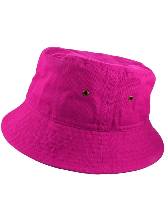 Bucket Hat 100% Cotton Packable Summer Travel Cap. Hot Pink-S/M
