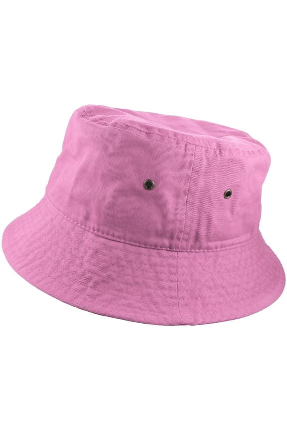 Bucket Hat 100% Cotton Packable Summer Travel Cap. Light Pink-L/XL