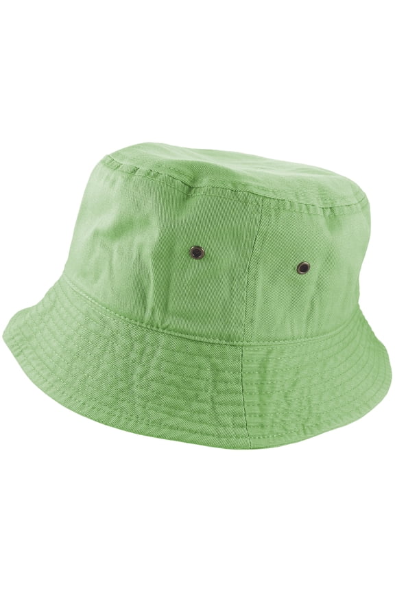 Bucket Hat 100% Cotton Packable Summer Travel Cap. Lime Green-L/XL