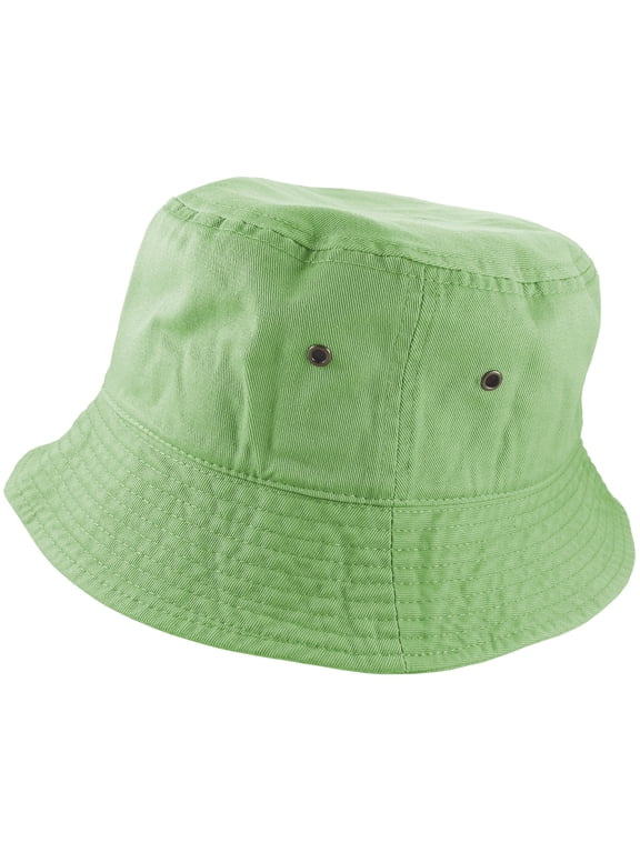 Bucket Hat 100% Cotton Packable Summer Travel Cap. Lime Green-S/M