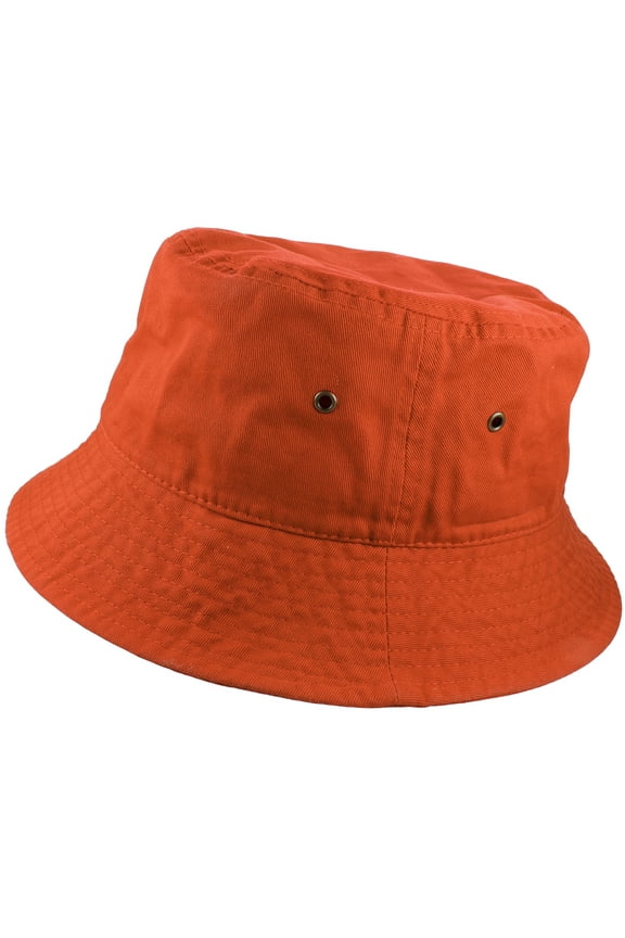 Bucket Hat 100% Cotton Packable Summer Travel Cap. Orange-L/XL