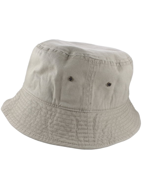 Bucket Hat 100% Cotton Packable Summer Travel Cap. Putty-L/XL