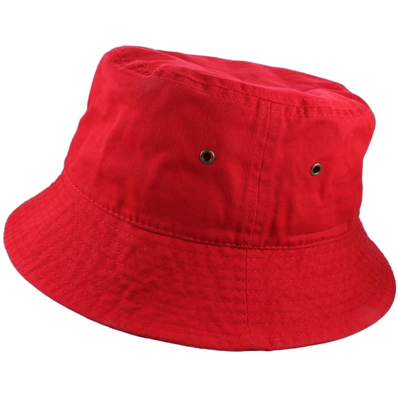 Gelante Bucket Hat 100% Cotton Packable Summer Travel Cap. Red-S/M