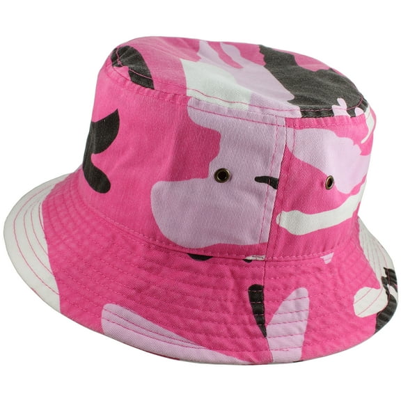 Gelante Bucket Hat Cotton Packable Summer Travel Cap. Pink Camo-L/XL
