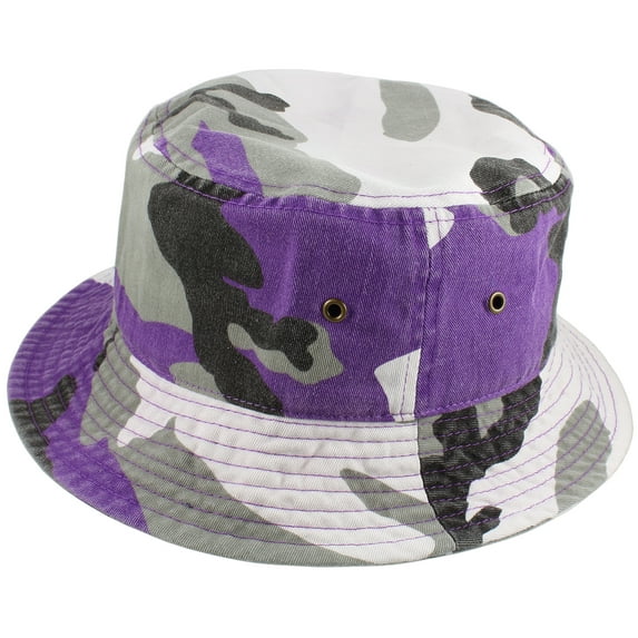 Gelante Bucket Hat Cotton Packable Summer Travel Cap. Purple Camo-L/XL