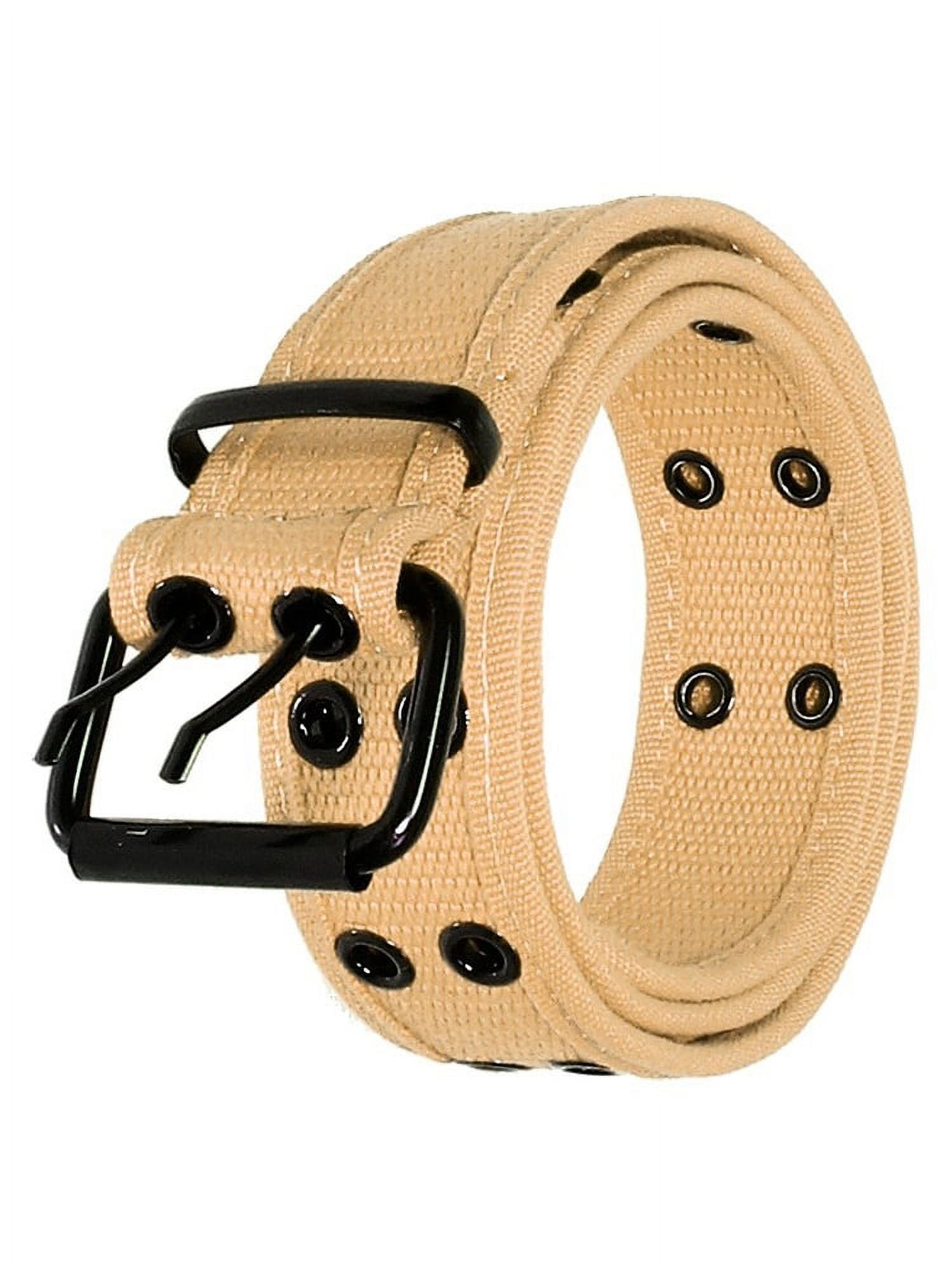 Gelante Canvas Double Grommet Hole Belt Beige, M