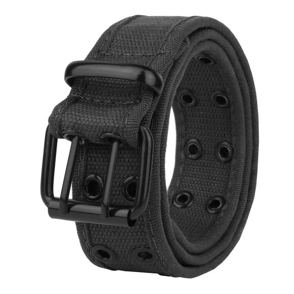 Gelante Canvas Double Grommet Hole Belt - Black, M