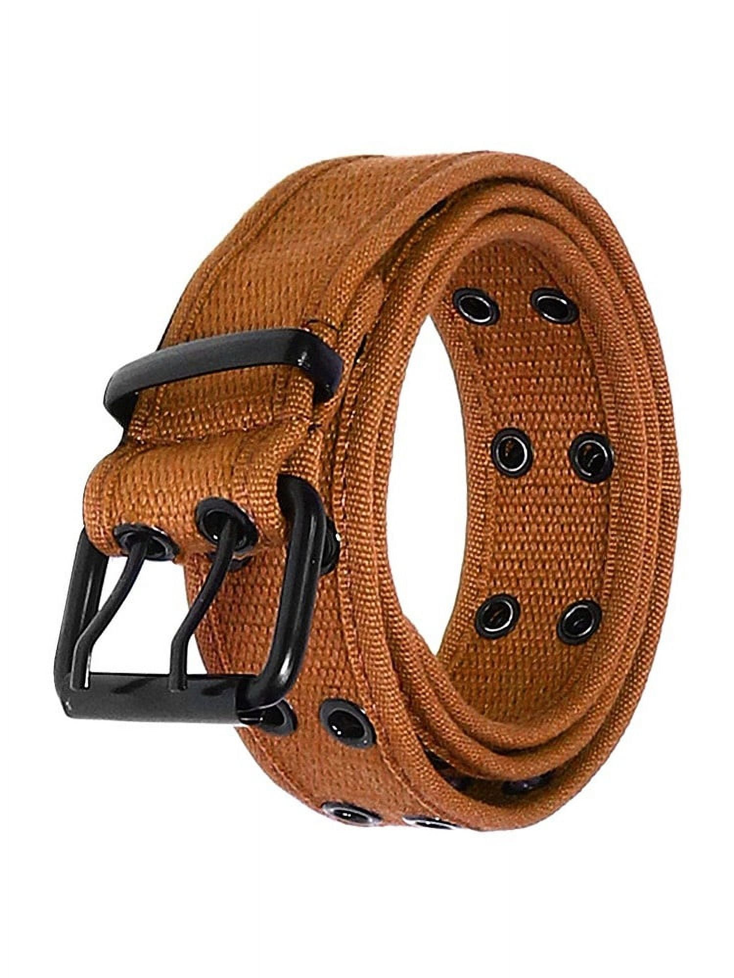 Gelante Canvas Double Grommet Hole Belt Brown, M