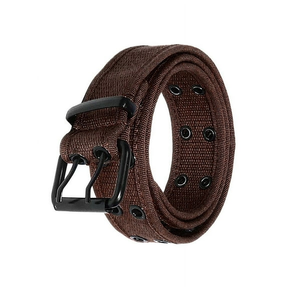 Gelante Canvas Double Grommet Hole Belt - Coffee, M