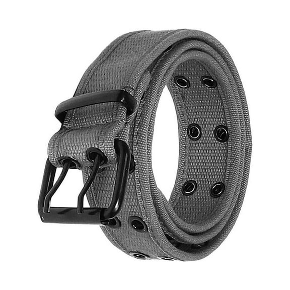 Gelante Canvas Double Grommet Hole Belt - Gray, XL