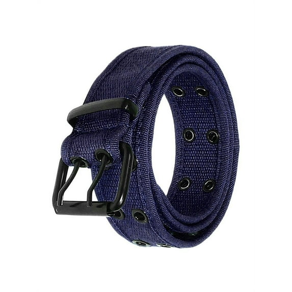 Gelante Canvas Double Grommet Hole Belt - Navy, M
